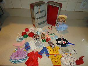 Vintage Vogue Ginny Fashion Doll Large Lot of Clothes Chest Locker