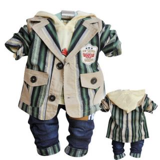 Handsome Baby Boys Clothes 3pcs Set Suit Hoody Pants Boys Outfits Clothing Set
