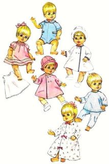 7931 Vintage Doll Clothes Pattern 9" or 12" Outfits for Baby Boy Girl Doll