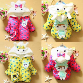 Boy Girl Kid Winter Jackets Baby Teddy Bear Hoodie Fleece Coat Outerwear 1T 3T