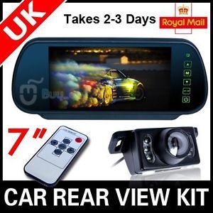 Car Rear View Kit 7" LCD Mirror Monitor IR Reversing Camera 6LED