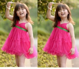 Baby Girl Clothing Hot Pink Sleeveless Tutu Dress 140 for 6 7Year Kid Girl