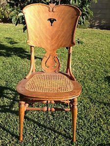 Antique Tiger Oak Cane Seat Wooden Chair