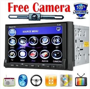 7" HD Digital Touchscreen Car CD DVD Stereo Player Bluetooth iPod TV Free Camera