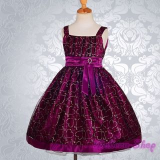Glittering Purple Wedding Flower Girl Dress Pageant Party Occasion 3T 4T FG174B