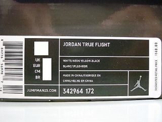 342964 172 Mens Air Jordan True Flight White Neon Yellow Black VII Retro 7 QS