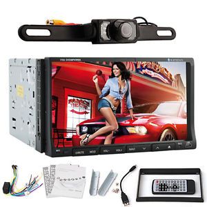 Double 2Din 7" Touch Screen Car Stereo DVD Player Radio TV iPod Bluetooth Camera