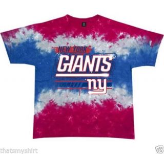 New Authentic NFL New York Giants Horizontal Stencil Mens Tie Dye Tee Shirt 
