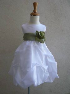 New White Sage Green Infant Wedding Party Flower Girl Dresses 6 12 18 24 Months