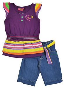 Trendy Girl Toddler Girls Purple Rainbow Top 2pc Bermuda Set Size 2T 3T 4T