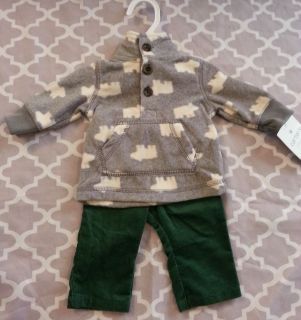 Newborn Baby Infant Boys Carter's 2 PC Fleece Corduroy Size 9 mos Outfit Set