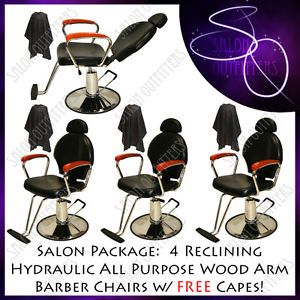 4 Hydraulic All Purpose Reclining Barber Chairs Shampoo Chair Salon Equipment