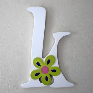 11" K Floral Butterfly White Hanging Letter Nursery Wall Decor Name Company Kids