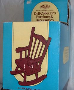 New 1990 Heritage Mint Collectors Miniature Furniture D 79 Rocking Chair Brn