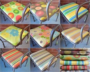 2 Outdoor Bistro Chair Seat Chair Cushion 16 5" x 15" x 2 5" Stripe or Floral