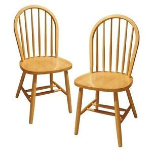 Set of 2 Winsome Wood Windsor Chair Natural Finish Kitchen Dining Chairs