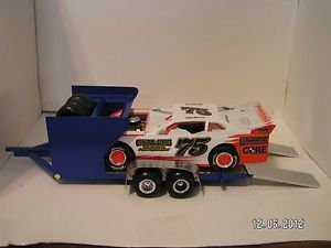 1 24 Blue Custom Modified Dirt Late Model Race Car Hauler Trailer Tire Rack