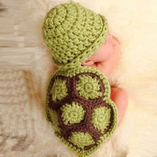 Baby Girl Newborn Turtle Knit Crochet Clothes Beanie Hat Outfit Photo Props 343