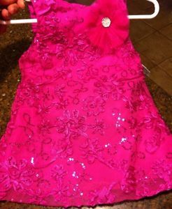 NWT Stunning Marmellata Baby Girl 2 Piece Fuschia Pink Sequence Dress Sz 9 12M