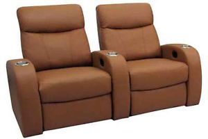 Rialto Home Theater Seating 2 Seats Beechwood Leather Power Chairs