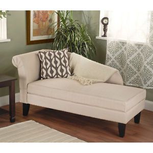 Leena Modern Beige Upholstered Black Wood Finished Storage Chaise Lounge Chair