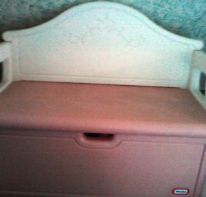 Little Tikes Victorian Storage Bench Toy Box Chest Rocking Chair Pink White