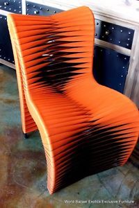 34" H Orange Dining Chair Modern Contemporary Hand Weaving Industrial Seat Belt