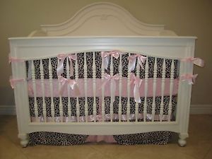 4 PC Custom Crib Bedding Set Pink Leopard Baby Bedding