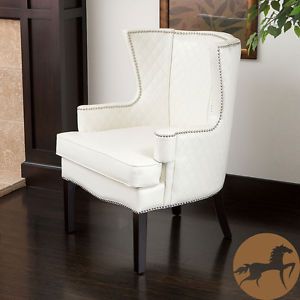 C Knight Home Roma White Quilted Leather Club Living Room Side Accent Arm Chair