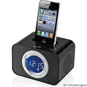 iPod iPhone Dock Docking Station Audion Speaker System Alarm Clock FM Radio Aux