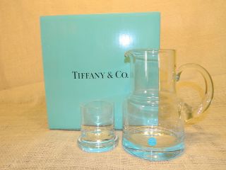 Tiffany Co Bedside Crystal Water Decanter Carafe Pitcher Glass in Box