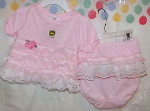 24 Month Baby Girl Custom John Deere Dress Top Bloomers Lace 2 PC Set Outfit New