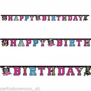 1 8M Monster High Party Happy Birthday Cutout Letter Banner Decoration