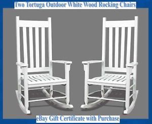 Two Tortuga Outdoor Indoor Traditional White Finish Wood Patio Rocking Chairs