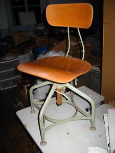 Vintage Original Uhl Toledo Industrial Machine Age Drafting Stool Chair