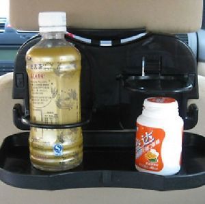 Folding Car Auto Back Seat Table Drink Food Cup Tray Holder Stand Desk Black