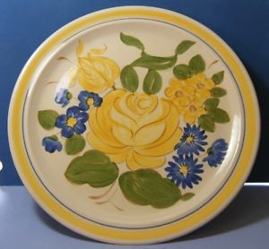 Redwing Pottery Dinnerware Large Round Chop Plate Platter Brittany Yellow 14"