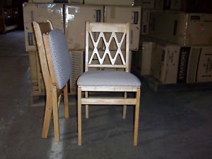 Style 225 Stakmore Wood Folding Padded Seat 2 Chairs Natural Finish