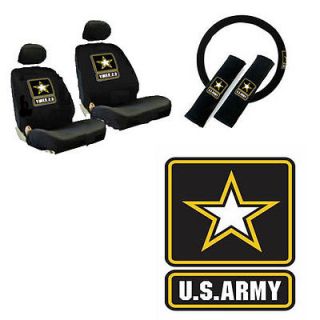 9pc U s Army Logo Front Bucket Car Seat Cover Set Steering Wheel Seat Belt Pads