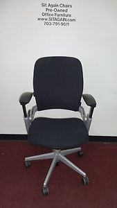 Steelcase Leap V2 Ergonomic Office Chair Black Silver Adjustable Arms 758