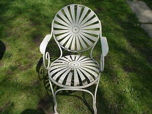 PR Carre Sunburst Spring Steel Art Deco Victorian Porch Garden Patio Arm Chair