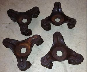 4 Antique Schenck Co Industrial Cast Iron 3 Wheel Swivel Stove Casters Dollies