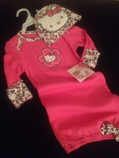 Hello Kitty Baby Girl Gown Cap Set Outfit Pink Layette Size Newborn 3 6 Months