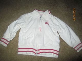 Baby Gap Girls White Ivory w Pink Striped Zipper Track Jacket Heart Sz 2
