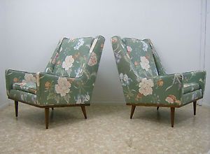 Pair Milo Baughman Walnut Lounge Chairs Mid Century Modern Hollywood Regency