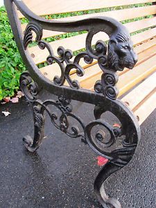 Vtg Antique Cast Iron Victorian Lion Head Urn Patio Garden Lawn Bench Chair Seat