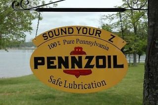 Old Style Pennzoil "Sound Your Z" Motor Oil Two Sided Swinger Sign WOW RC Media