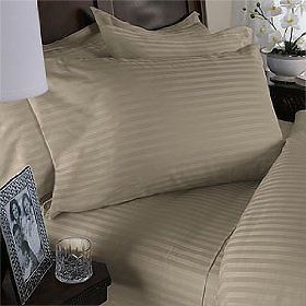 Luxury Cal King Waterbed Sheets Stripes Beige 500TC
