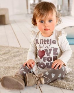 Baby Girl's Little Bit of Love Shirt Heart Tights Outfit Sizes 1 5Y Toddler