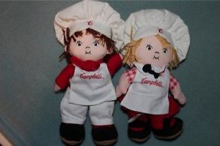 Campbells Soup Bean Bag Boy Girl 7" Mini Dolls Vintage 1999